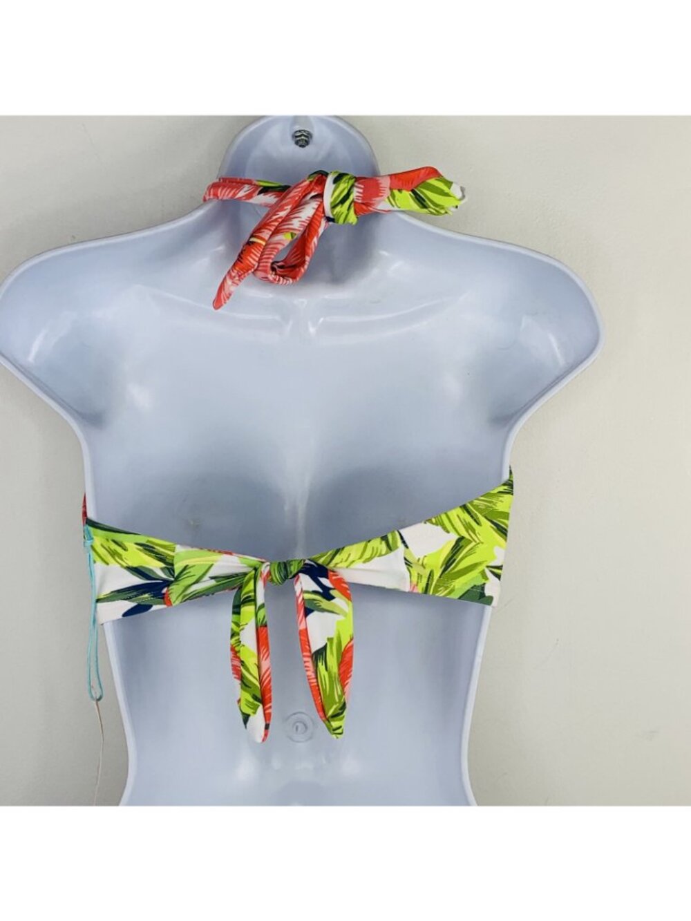 Kona Sol Bikini Top sz S Pink Green Hawaiin Floral Y2K Tropical Resort NEW QK59 - Picture 10 of 11